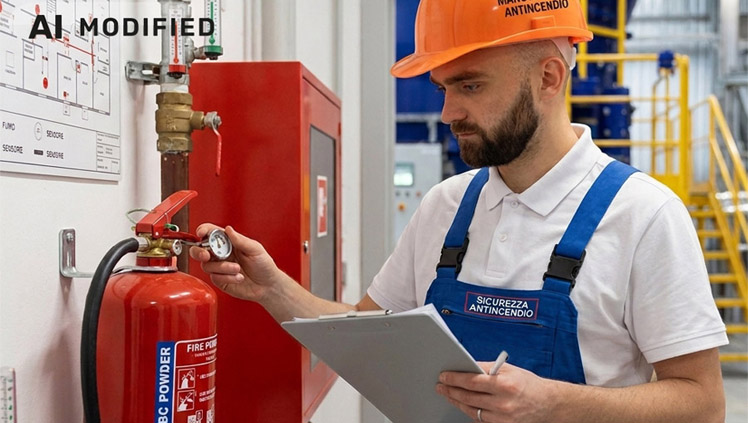 Tecnico manutentore antincendio per un controllo dispositivi